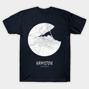 Hamilton, Canada City Map - Full Moon T-Shirt